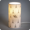 Lampe tube à poser tissu Fabuleuse Eiffel allumée S