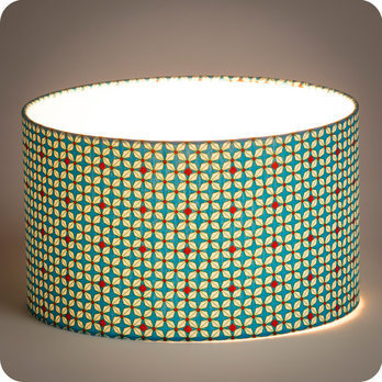 Abat-jour / suspension cylindrique en tissu Petit Pan motif Hélium turquoise
