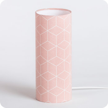 Lampe tube à poser tissu Cubic rose M