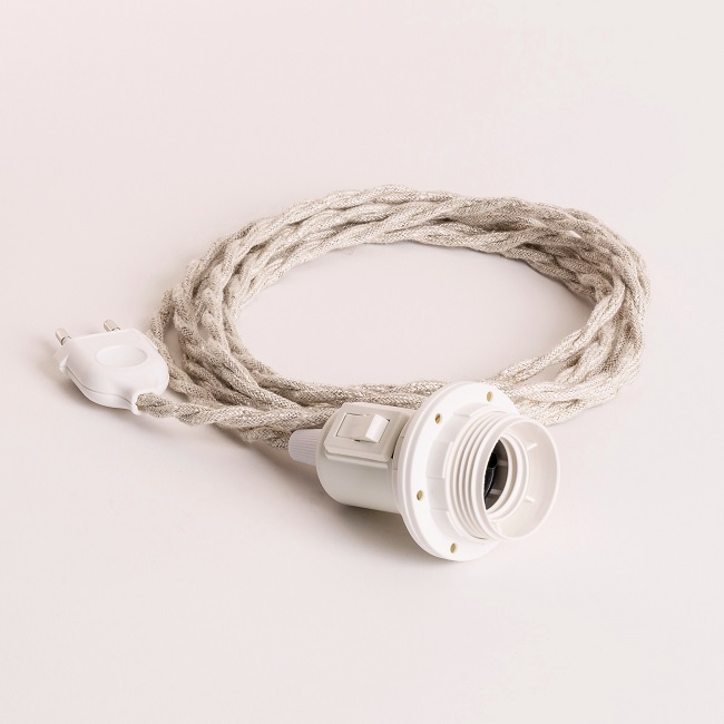 cable à brancher déco en lin pour applique ou baladeuse